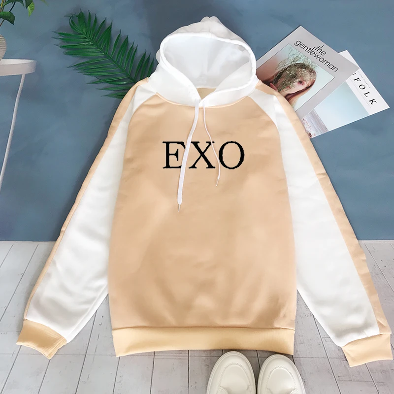 Женская куртка с капюшоном Exo Kpop модная одежда в Корейском стиле Харадзюку