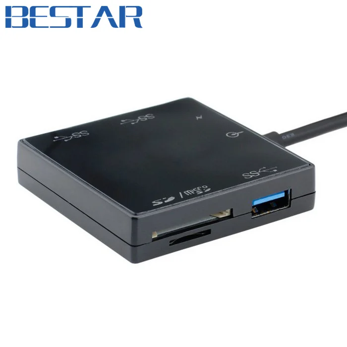 Черный концентратор USB 3,1 type C USB-C несколько 3 портов концентратор адаптер и TF SD Флешка картридер usb концентратор для нового 12 дюймов Macbook и Chromebook