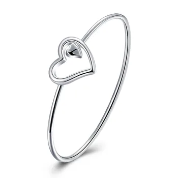 

Brand 2018 New 925 Silver Bracelets Bangles Heart Bracelet Fashion Heart Shaped Silver Bracelet Women Love Valentine's Day Gift
