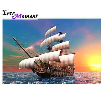 

Ever Moment Diamond Painting Sailboat Sunset Picture Of Rhinestone 5D DIY Mosaic Full Square Drill Diamond Embroidery 3F1199