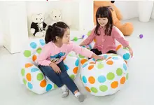 children polka dots inflatable air bean bag armchair kids play sofa games beanbag chair with ottoman