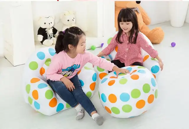 Children Polka Dots Inflatable Air Bean Bag Armchair Kids Play