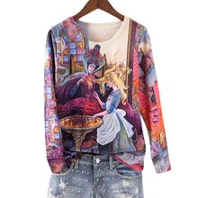 Бархатная плотная женская футболка с двойным принтом, модные топы с длинным рукавом и круглым вырезом, базовые футболки, женская футболка, осень