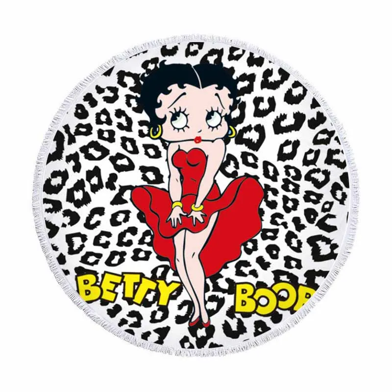 Betty Boop, круглое пляжное полотенце для взрослых, милое полотенце из микрофибры, s servitte de plage Toalla, одеяло с кисточками, гобелен, пляжный коврик - Цвет: color5