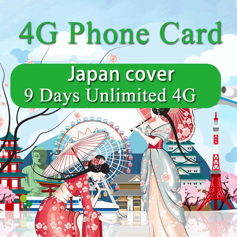 Japan Sim Card 9 Days Unlimited 4G High Speed Plan Mobile Phone