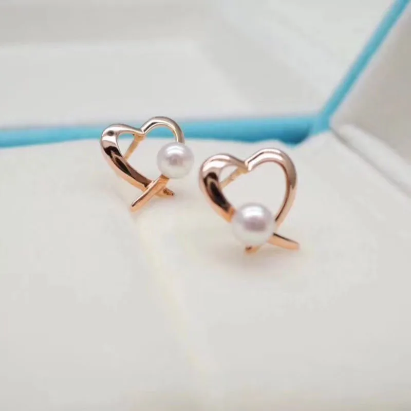 Sinya 18k gold heart design stud earring with natural high luster Round pearls Au750 earring for lover women girl best gift 2018 (6)