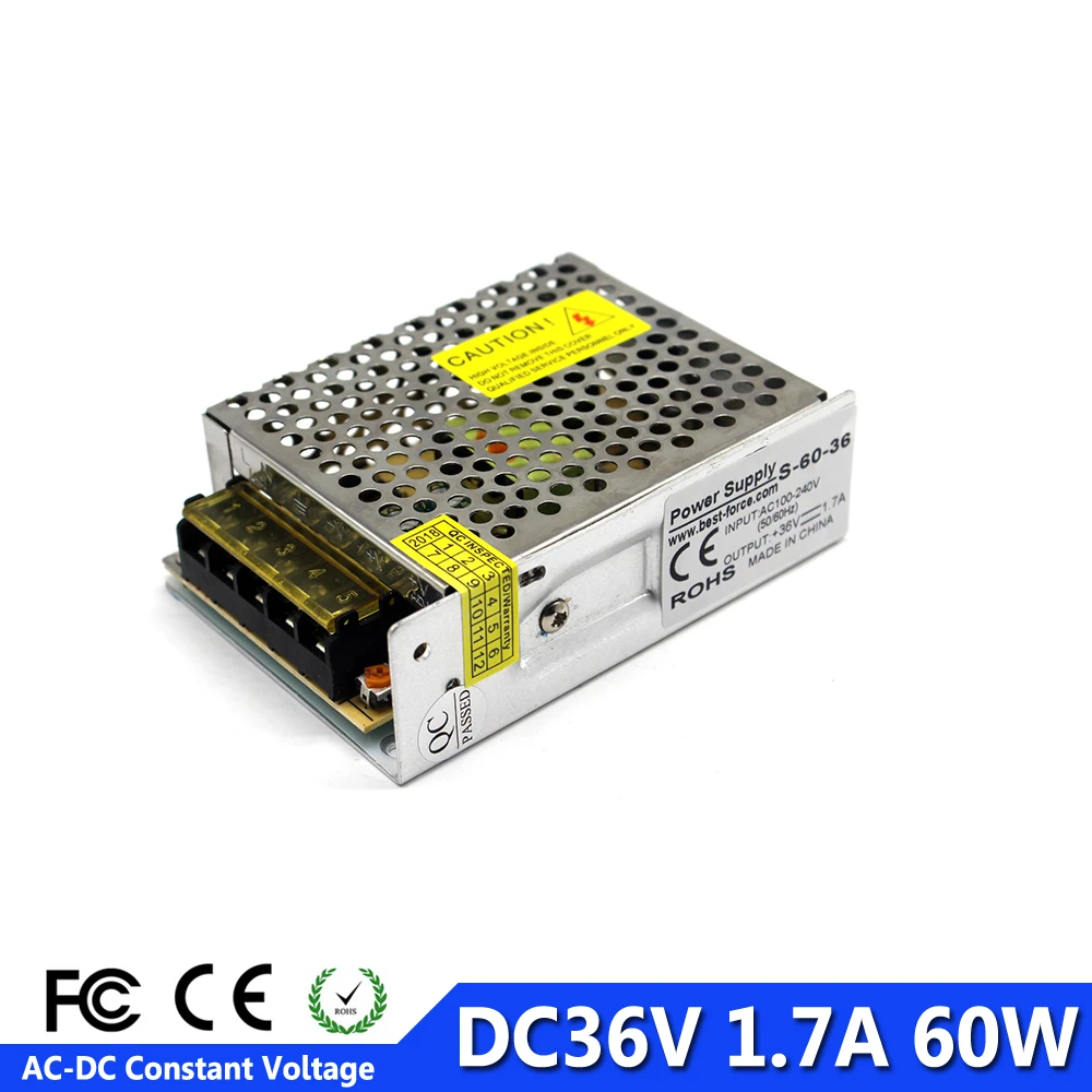 Switchig источник питания DC 36V 1.7A 60W трансформатор драйвера 100-240V AC DC36V для Led
