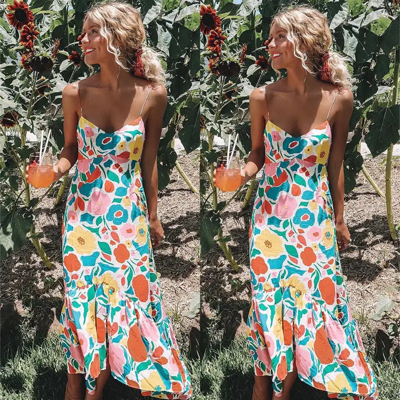 

2018 New Fashion Women Summer Boho Long Dresses Maxidress Party Beach Dress Sundress Beachwear