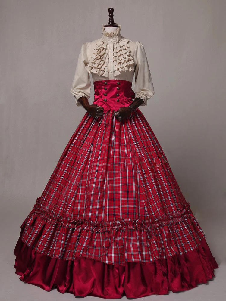 Civil War Victorian Old West Dress Gown Vampire Women Halloween Costume