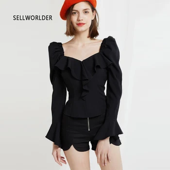 

2019 Summer Black Sexy O-ring Zippered High Waist Slim Shorts Hot shorts