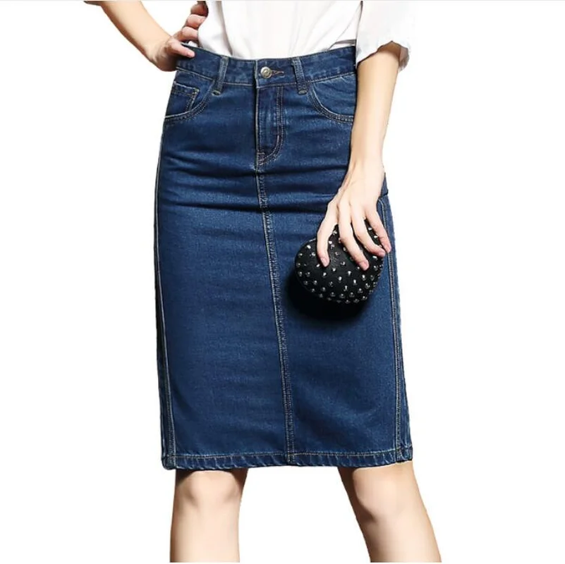 

2018 Women Summer Skirts Plus Size Casual Jeans Skirt Ladies Denim Pencil Skirts