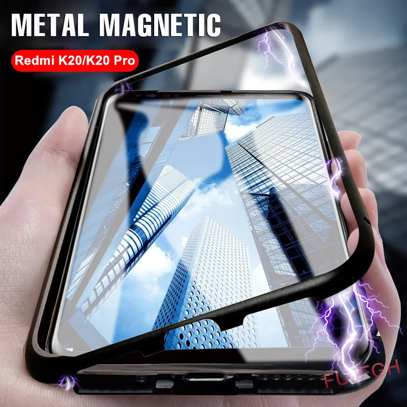 

Metal Magnetic Adsorption Case For Xiaomi Redmi 7 K20 Pro Note 7 6 5 Pro Mi 9 8 SE F1 Mi 8 Lite Tempered Glass Back Magnet Cover