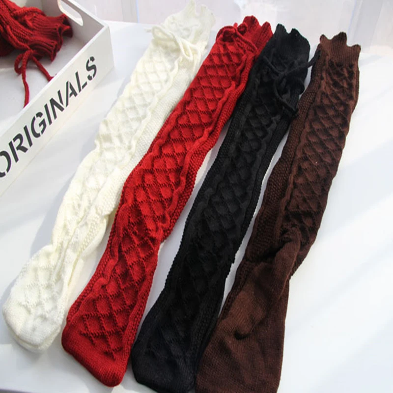 Helisopus Fashion Winter Stockings Knee High Socks Knitted Socks Warm High Long Boot Stockings Women Sexy Over Knee Socks