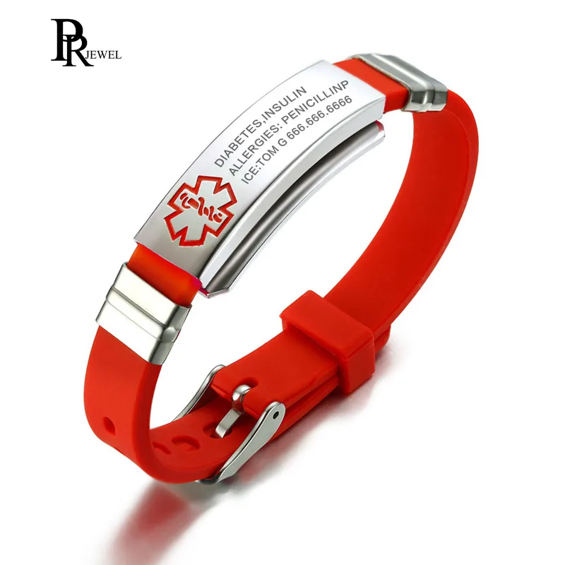 Engraving Custom ID Text Name Medical Alert Bracelet for Women