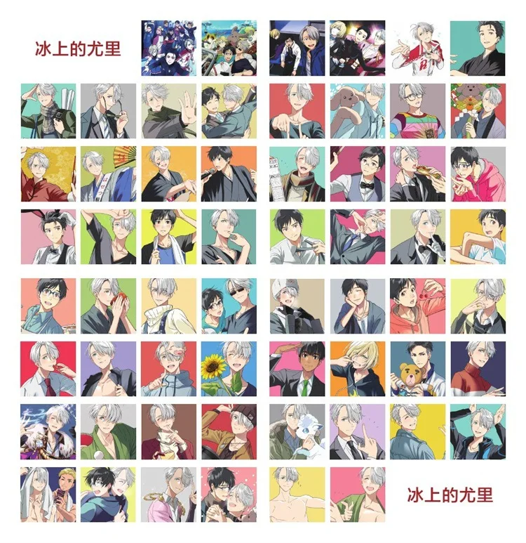 Аниме YURI On Ice Plisetsky Yurio Victor Yuri Katsuki Fanart открытка стикер Artbook подарок косплей