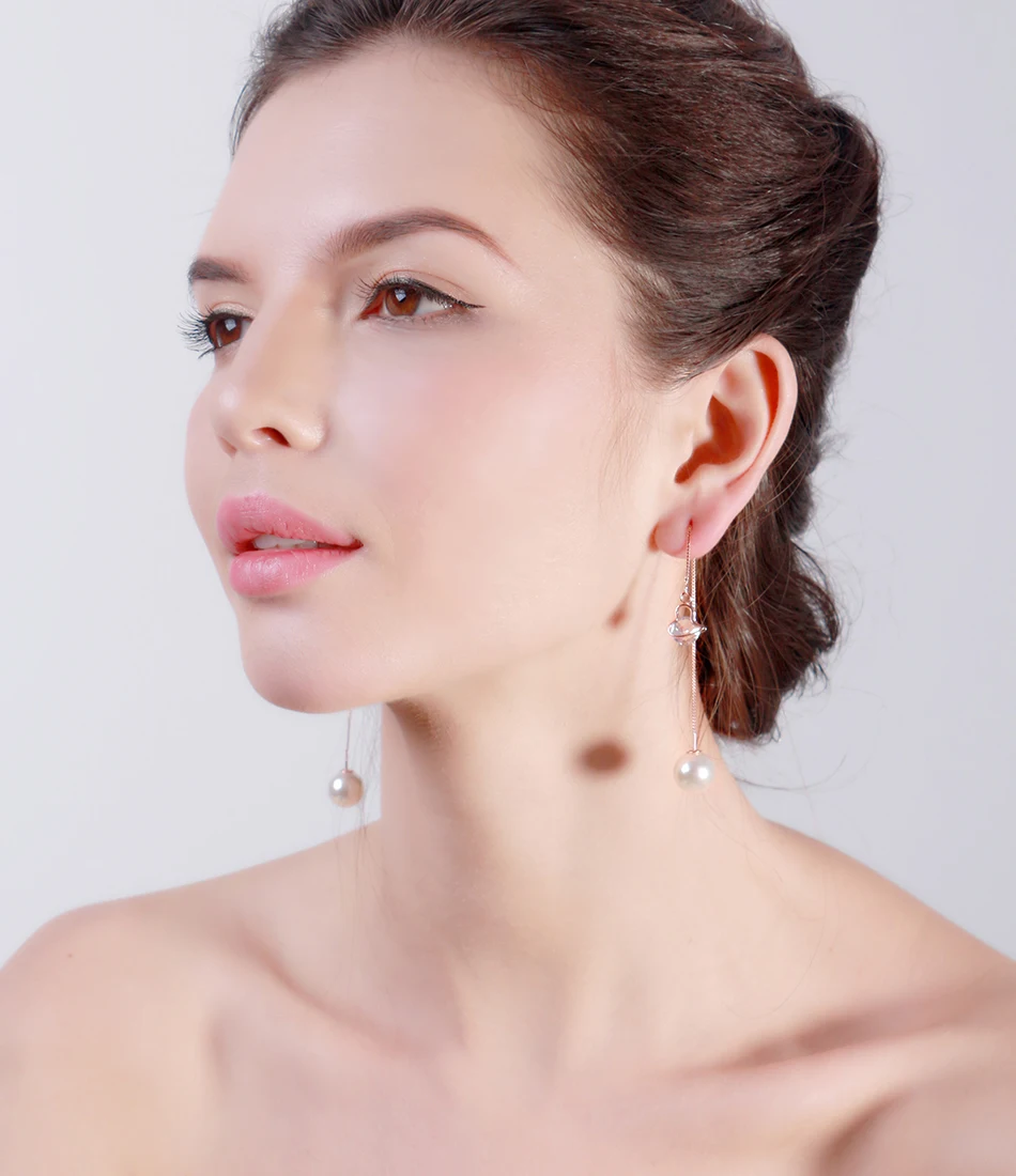 Effie Queen Fashion Cute Ear Wire Earrings Female Models Long Drop Crystal Imitation Pearl Jewelry Dangle Earrings Brincos DDE26 22