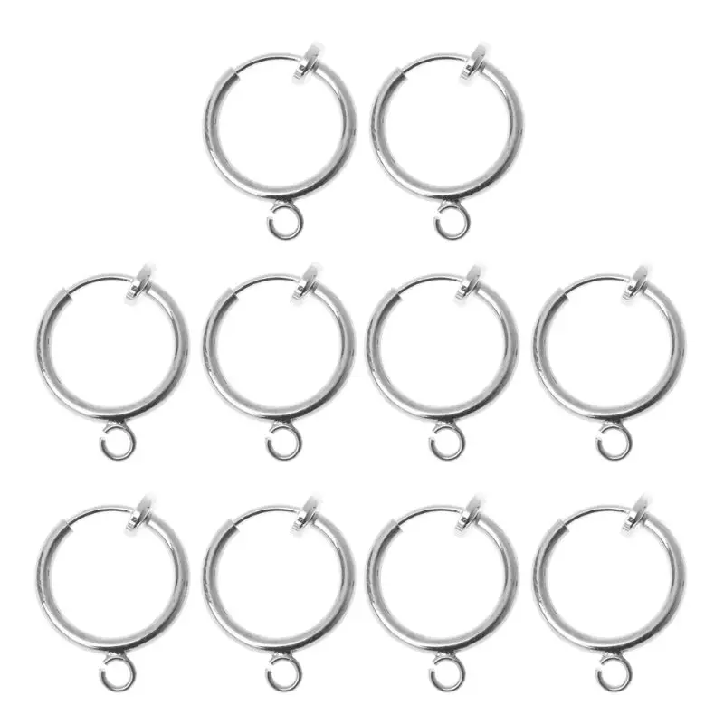 Sliver 10 шт латунный круглый обруч клип с петлей для серьги DIY амулеты ювелирных изделий - Окраска металла: Sliver