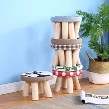 Милые маленькие детские стулья деревянные стулья Детская обувь диван с креативным простым плюшем мультфильм круглый стул для обуви детский стул