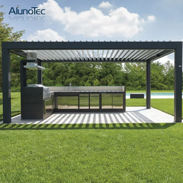 Aluminium Automatic Weatherproof Pergola Louver Roof For Size 4m X Aluminium Automatic Weatherproof Pergola Louver Roof for Size 4m x 4m x 3m - Aluminium Automatic Weatherproof Pergola Louver Roof For Size 4m X
