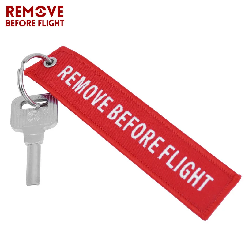 Remove Before Flight Key Chain Chaveiro Red Embroidery Keychain Ring for Aviation Gifts OEM Key Ring Jewelry Luggage Tag Key Fob1