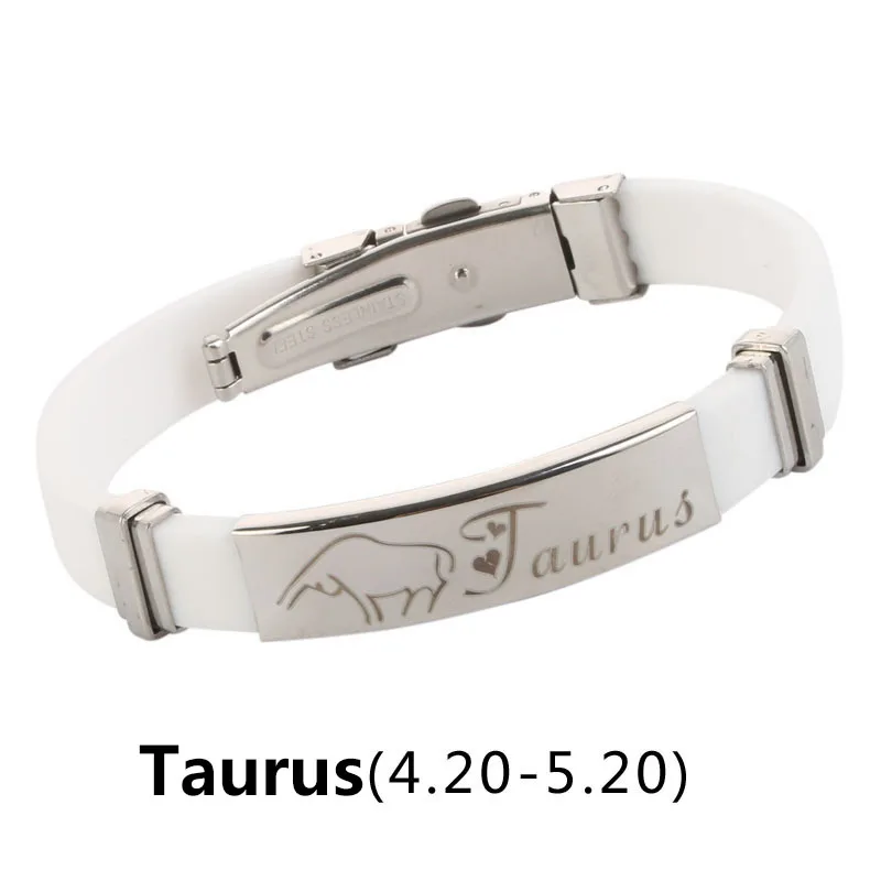 Браслет из нержавеющей стали 12 знаков зодиака, созвездие, браслет, экологичный силиконовый браслет, пара, лучший друг, ювелирные изделия, подарки - Окраска металла: Taurus