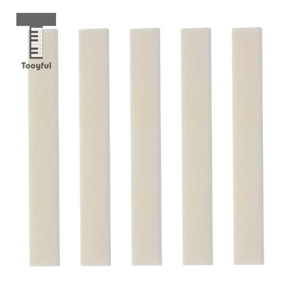 Tooyful 5pcs 80mm Ivory Cattle Bone Portable Replacement Bone Bridge Saddle Uncut Blank for Handmade Guitar Parts & Accessories