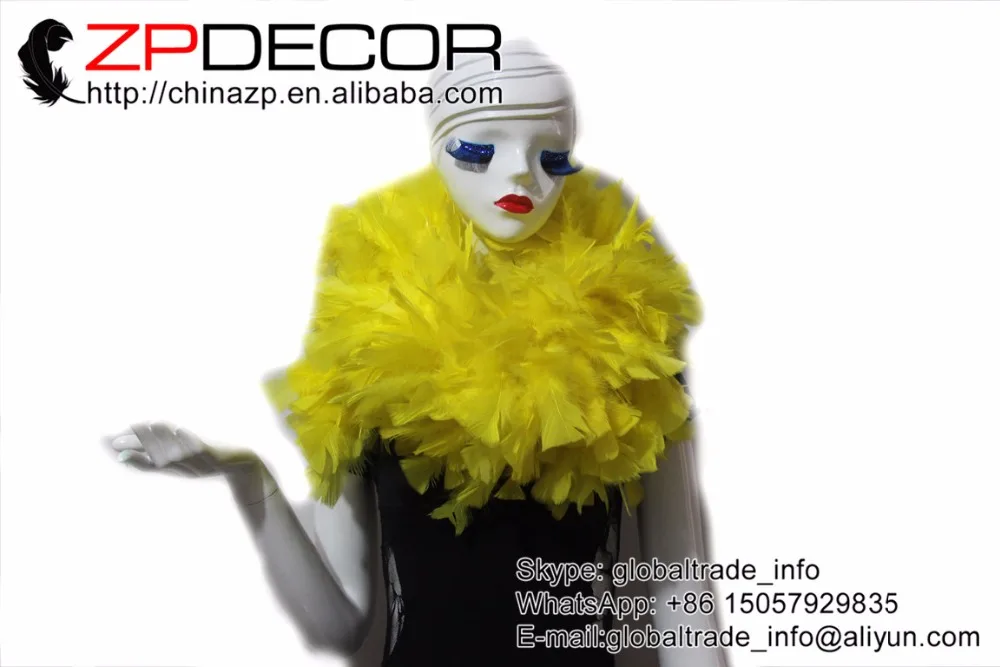 yellow turkey flat feathers boa (7)