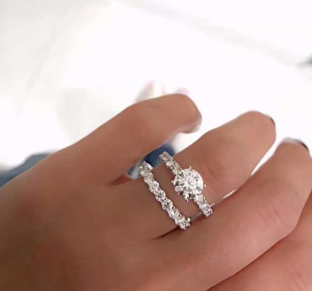 

TRS017 925 sterling silver ring set with box