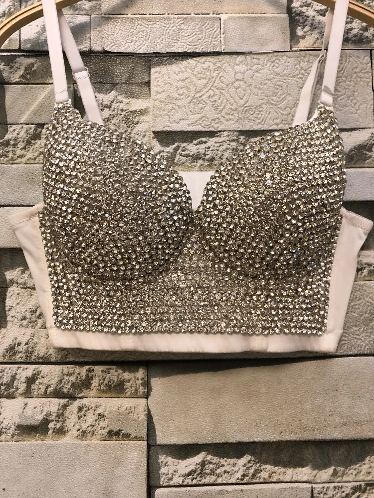 New Korean Diamond Sexy Short Crop Tops Lady Sleeveless Night Club Party Wedding Bustier Bra Cropped Top Vest Plus Size C662 New Korean Diamond Sexy Short Crop Tops Lady Sleeveless Night Club Party Wedding Bustier Bra Cropped Top Vest Plus Size C662