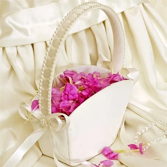 Shower Basket Wedding Accessories Champagne Rose Square Basket Pearl