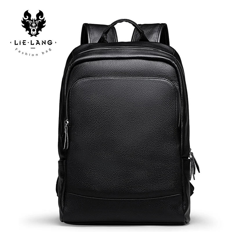 Genuine Leather Backpack Men Youth Backpacks Preppy Schoolbag Book Bag