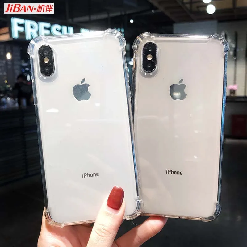 JIBAN Anti Knock Phone Case For Iphone XR XS Max X Luxury Clear Cases Soft Silicon Back Cover for 6S 6 7 7plus 8Plus Capa |