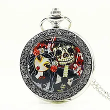 Топ Группа Серебро старинные карманные часы Череп Модный стильный дизайн с Цепочки и ожерелья мужские женские часы для Для мужчин Для женщин PB624