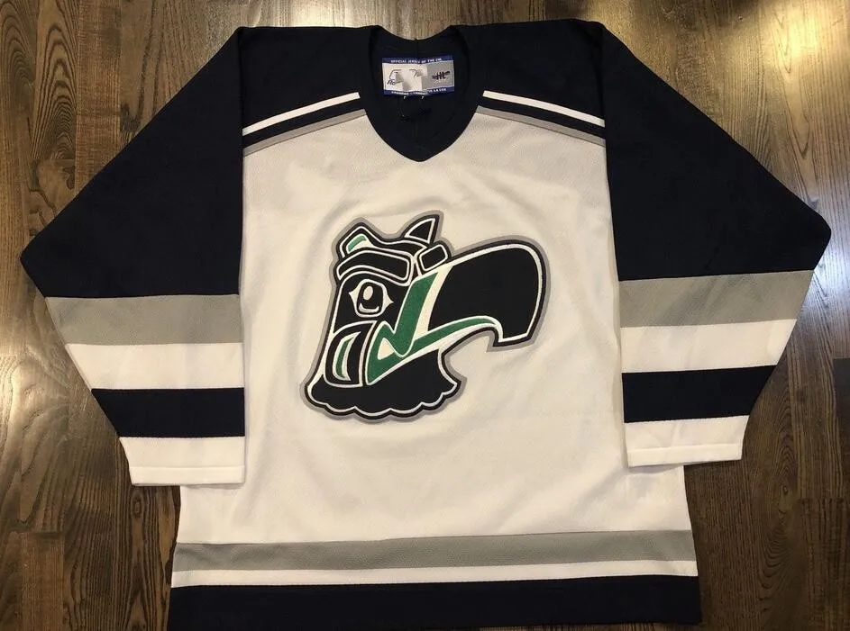 Rare Vintage SEATTLE THUNDERBIRDS T BIRDS Hockey Jersey Embroidery