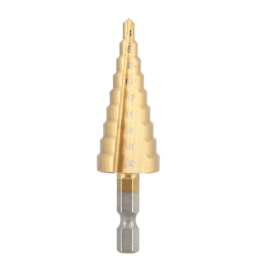 

Multifunctional HSS Step Drill Bits Titanium Coated Straight Flute Step Drill Bits Essential Hardware Tool Pagoda