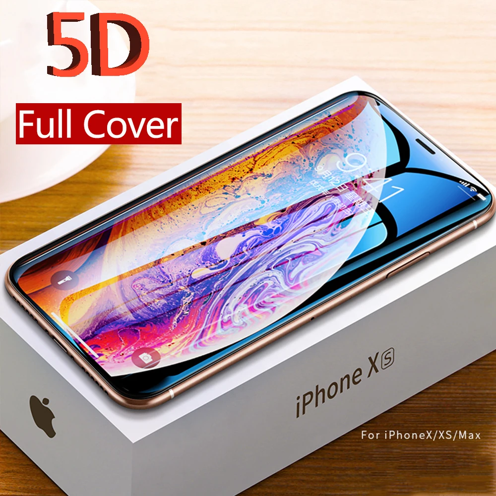 5D закаленное стекло для iPhone XS Max с полным покрытием 11 Pro Защита экрана 7 8 6 Plus XR