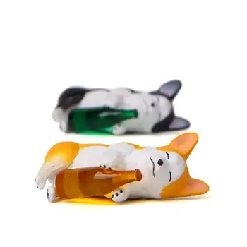 1 Pc Cute Creative wine bottle Corgi Dog Action Figure Toy Cartoon Animal dog Model PVC Ornament Doll Toys gift