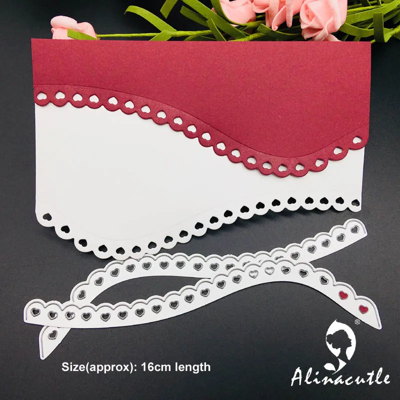 

Die cut metal cutting die punch 2pc heart border edge Alinacraft Scrapbook album papercraft handmade card stencil art cutter