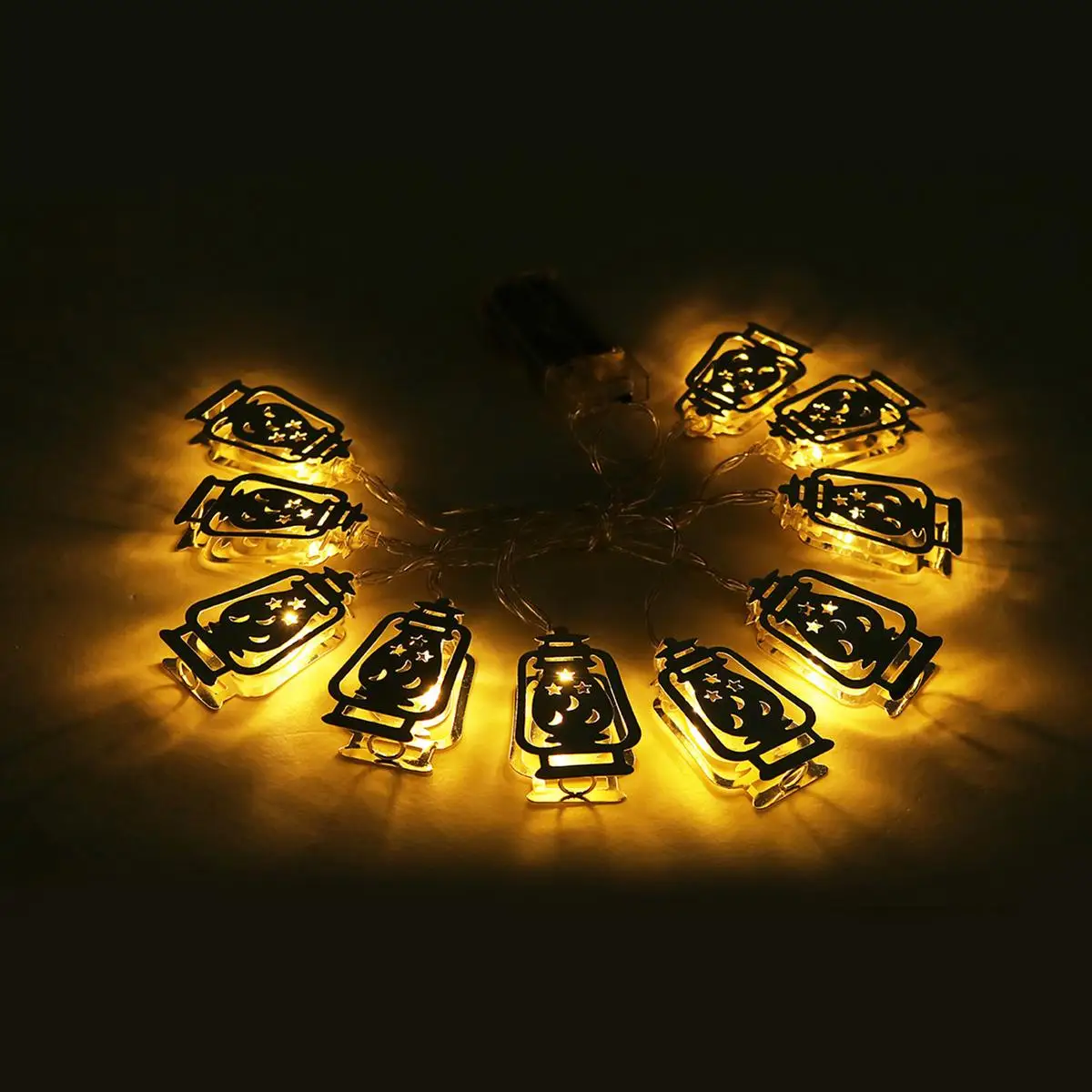 Yellow LED Lantern Decoration Battery Operated Golden Fanoos String Fairy Holiday Light for Party Home Islamic Eid Ramadan Decor - Испускаемый цвет: Yellow