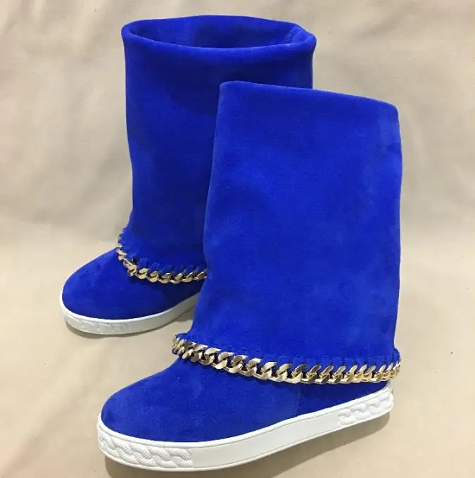 

Autumn Winter Boots Women Height Increasing High Heel Ankle Boots For Women Slip On Chain High Top Womens Boots Zapatos De Mujer
