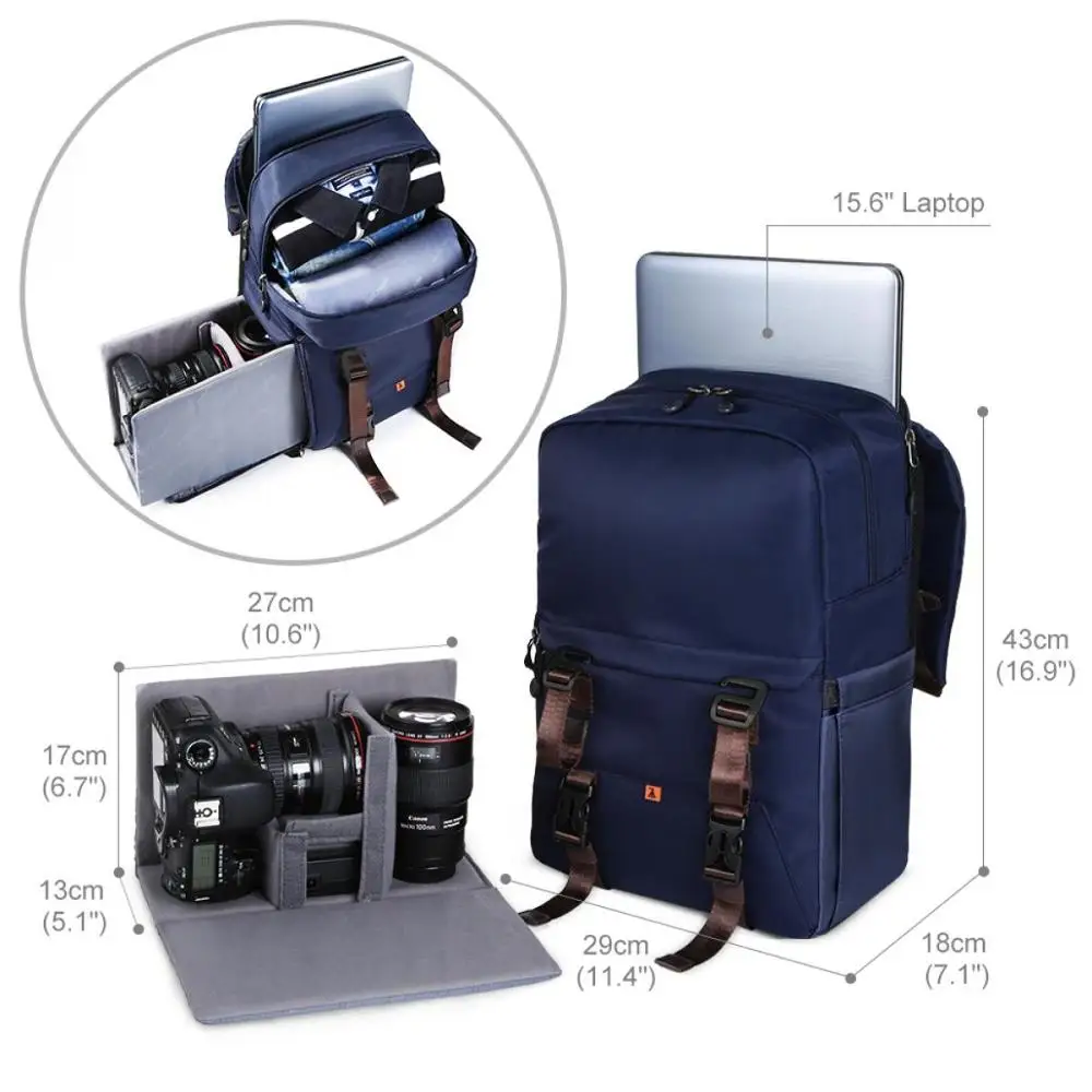  K&F CONCEPT Multifunctional DSLR Camera Travel Backpack for Outdoor Photography Waterproof 10.63*6.