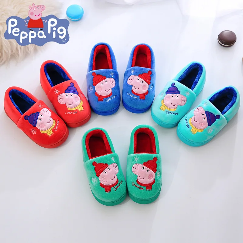 

New Arrival Genuine Peppa Pig Children's Shoes Baby Slippers Winter Soft Warm Cartoon Children Birthday Gift Plush Slippers