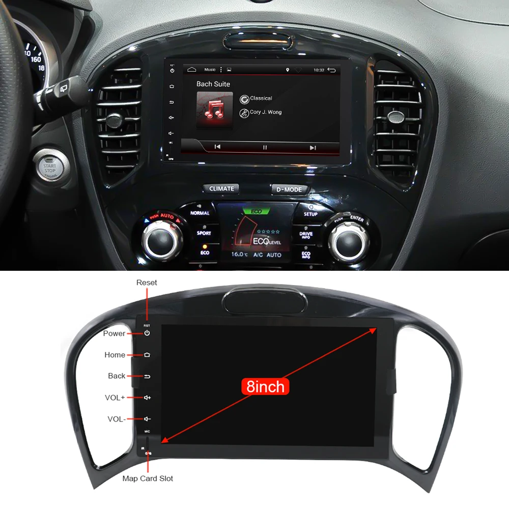 Flash Deal Eunavi Eunavi 2 din Android 9.0 Octa Core Car DVD Player for Nissan Juke for Infiniti ESQ 2011-2017 Car GPS Navigation Stereo 1