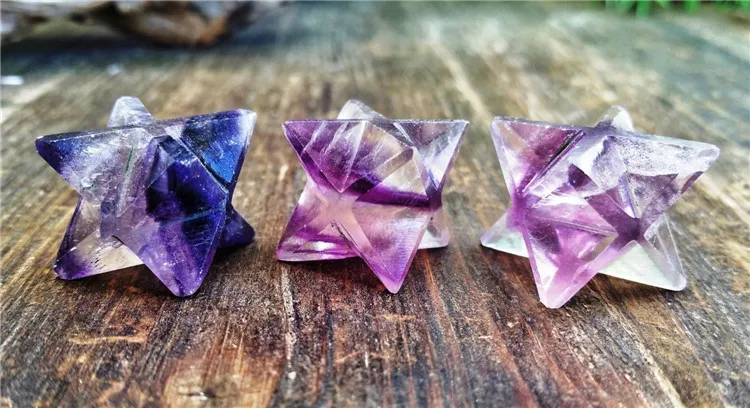 

3pieces Purple Fluorite Merkaba Star ~ For Crystal Healing , Reiki , Chakra grid