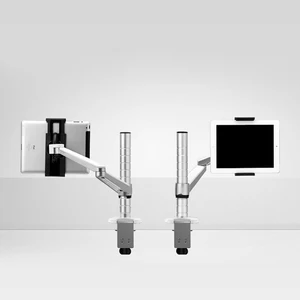 Image 5 - Soporte 2 en 1 de aleación de aluminio para tableta y ordenador portátil, rotación de 360 grados, soporte de doble brazo para oficina y escritorio, OA 1S