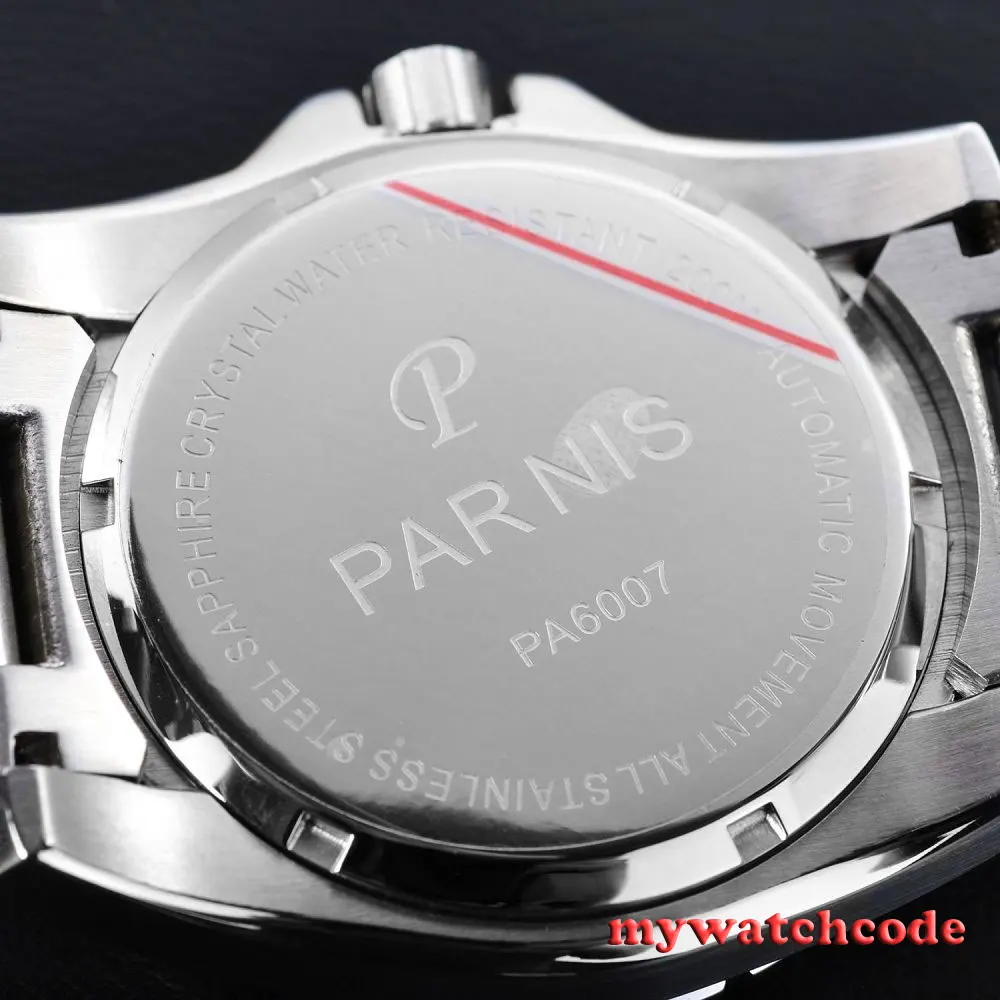 43mm Parnis white marke date window Sapphire glass 20atm automatic