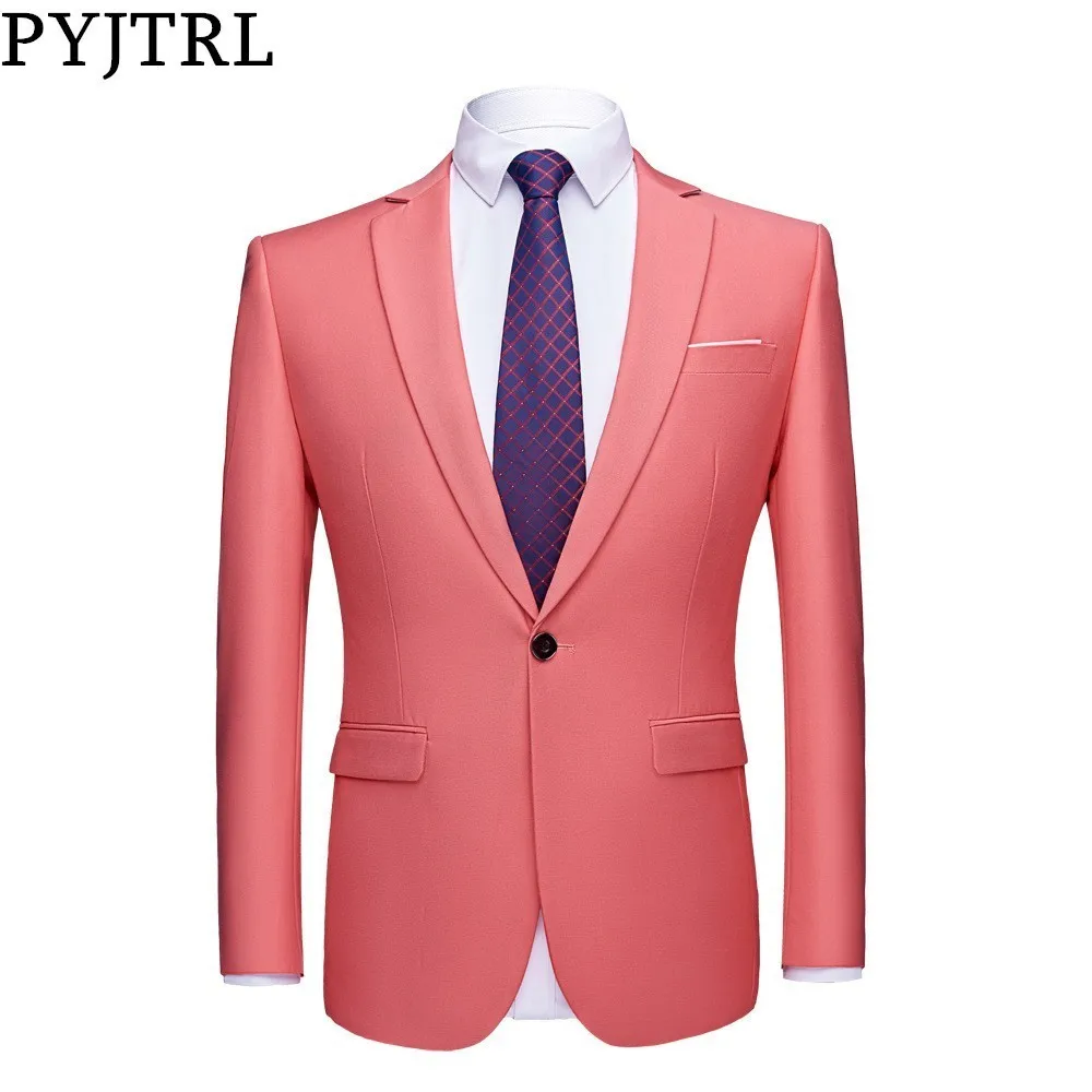 

PYJTRL Mens Quality Colorful Business Slim Fit Casual Blazer Green Purple Pink Champagne Yellow Black Wedding Prom Suit Jacket