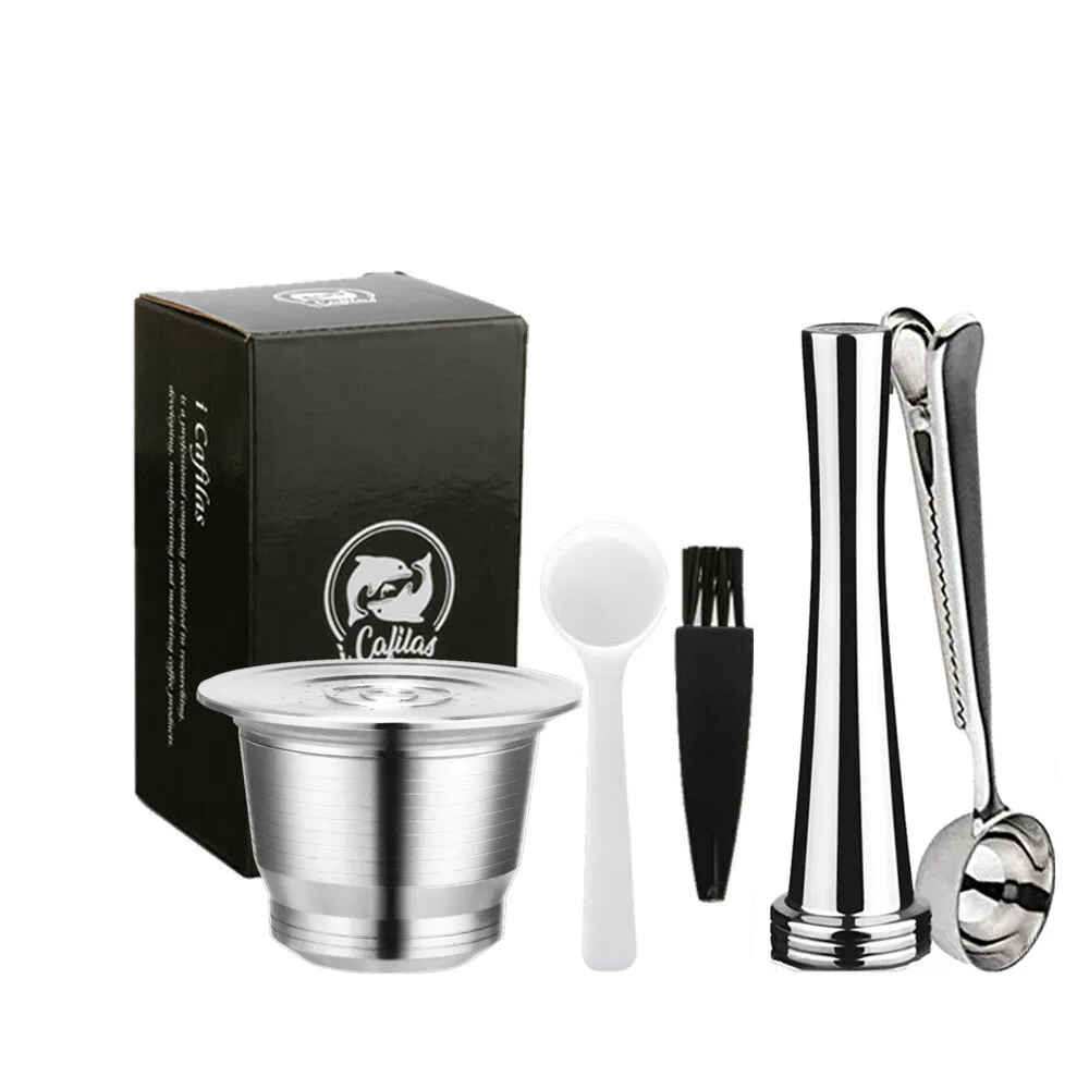 

iCafilas Refillable Empty Coffee Filters Nespresso Stainless Steel Coffee Capsule Pod Reusable For Espresso Machine