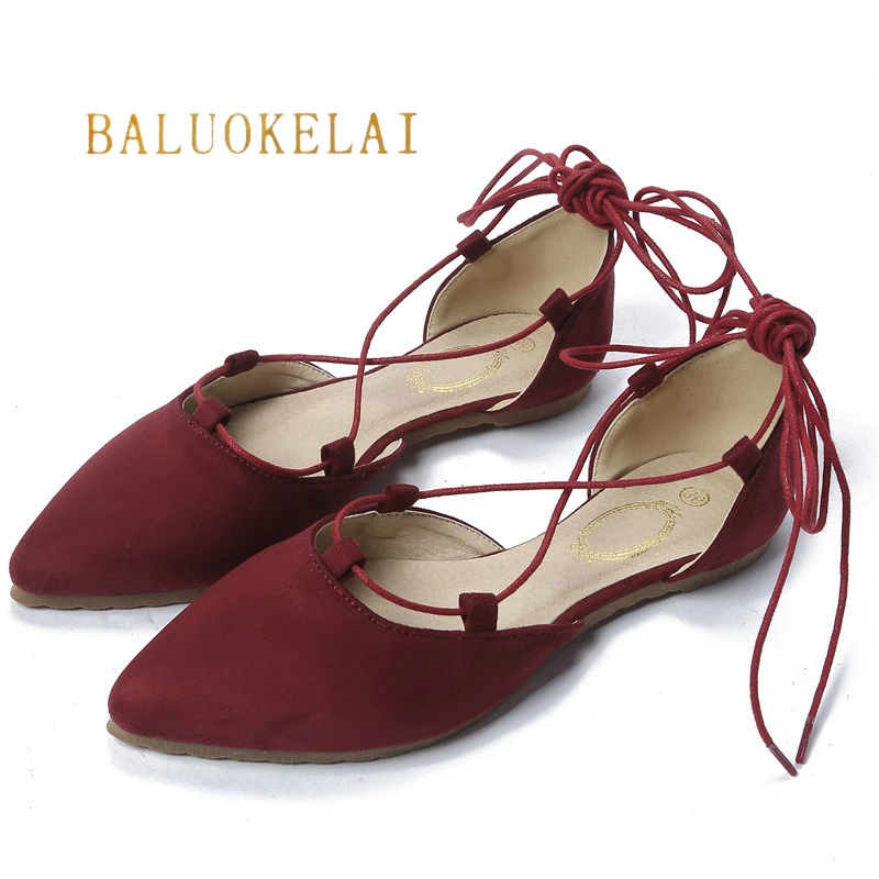 Acheter Ballet de femmes Appartements Chaussures à Lacets Femme Chaussures Printemps Été Femmes Chaussures Troupeau Matériel Casual Chaussures Taille 35 40, k 031
