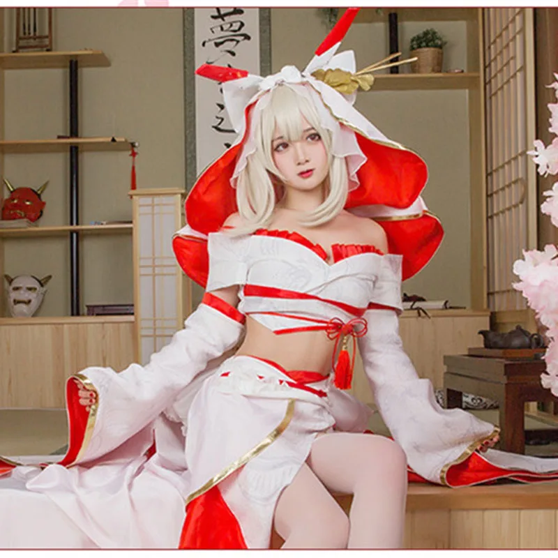 

Azur Lane Ayanami Cosplay Costumes Games Princess Ayanami Wedding Dresses Skirt Synthetic Wigs Hair For Women Girls Clothes